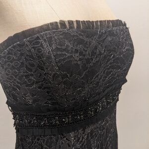 Badgley Mischka Black Strapless Lace Gown